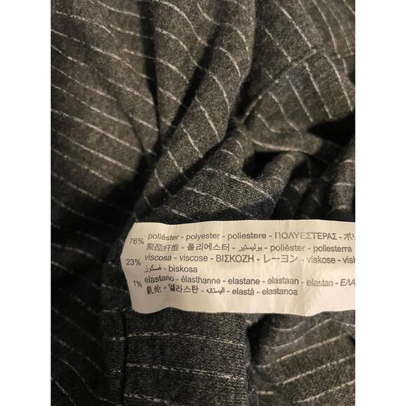 Zara Dress Womens Medium Gray Pinstripe Mock Neck Short Sleeve Pockets Stretch - Picture 5 of 8